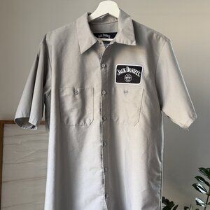 Men's JACK DANIELS Gray Button Front Down Short Sleeved Shirt Size Large L